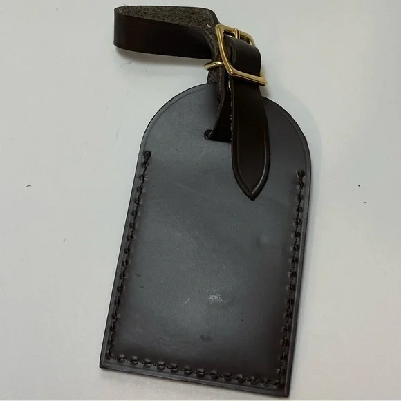 Louis Vuitton Brown Leather Bag Tag Set Monogram YY Luxury Travel Authentic - Picture 5 of 10